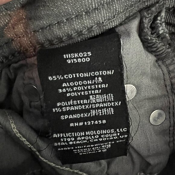 NWT Afflliction Women's‎ Raquel Fleur Gray Skinny Jeans Low Rise Size 24 - Picture 5 of 9